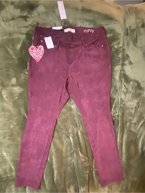 SLINK Suede Jeans Curvy Skinny Jeans - Wine Size 18